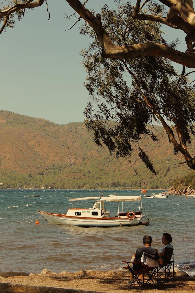 People Sitting On The Chairs Near The Beach