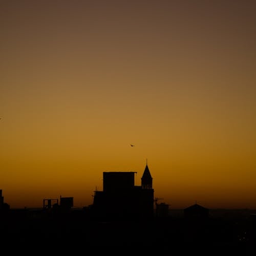Silhouette of a Building during Daybreak