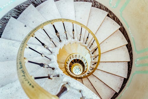 High-Angle Shot of Spiral Staircase