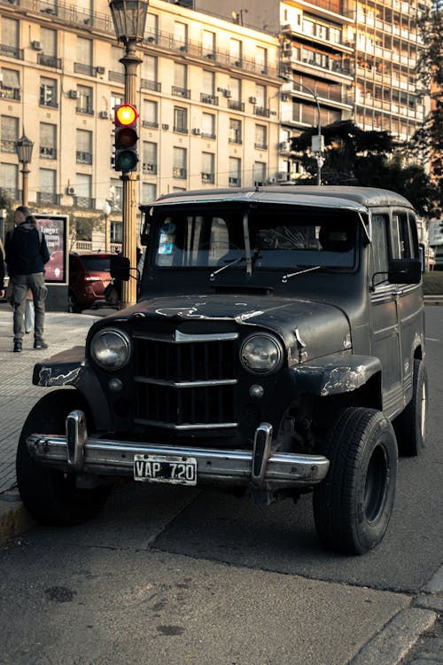 Front Grill of a Willys Jeep Station Wagon