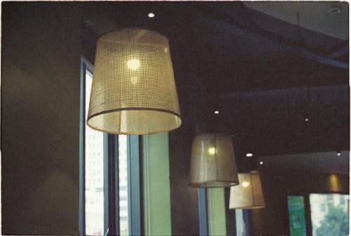 Analogue Photograph of Lamps in a Dark Interior
