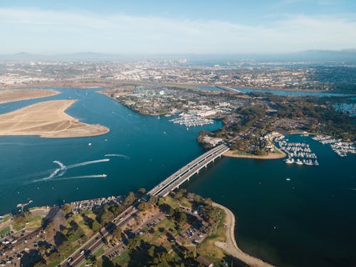 Aerial View of City Bridges Connecting the Islands