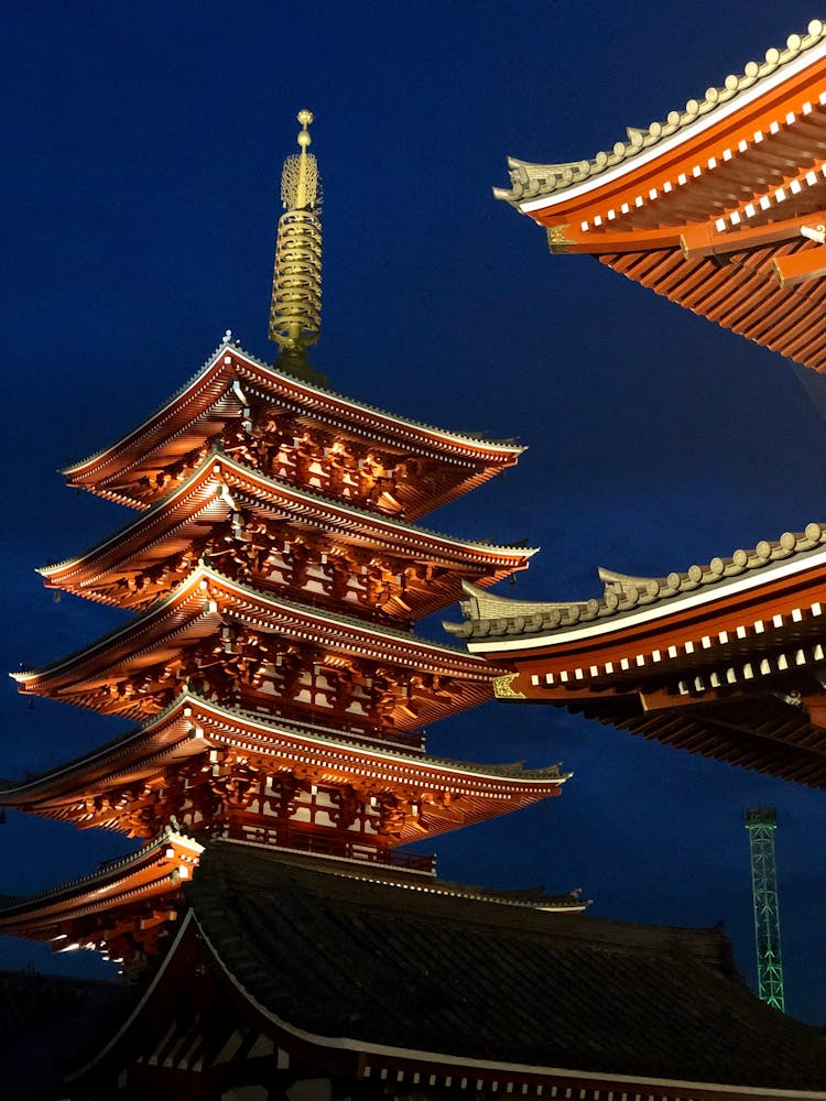 Illuminated Temples At Night