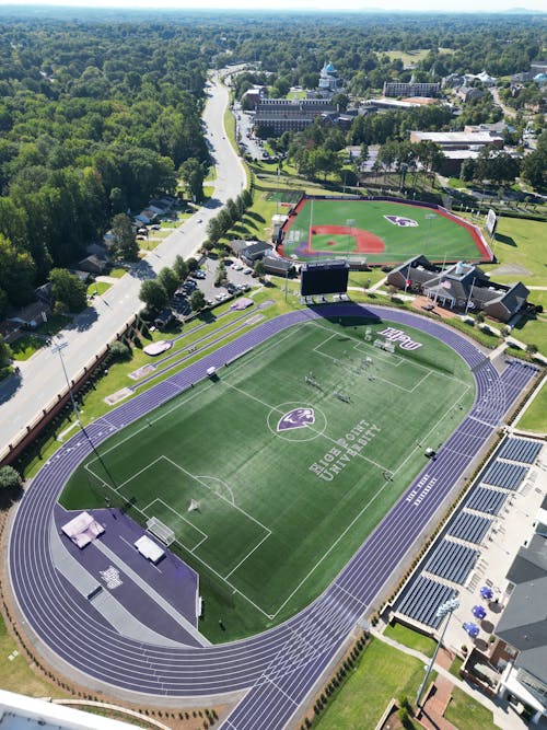 drone çekimi, futbol sahası, Futbol stadyumu içeren Ücretsiz stok fotoğraf