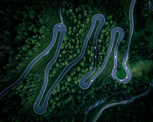 Bird's-eye View of a Serpentine Road