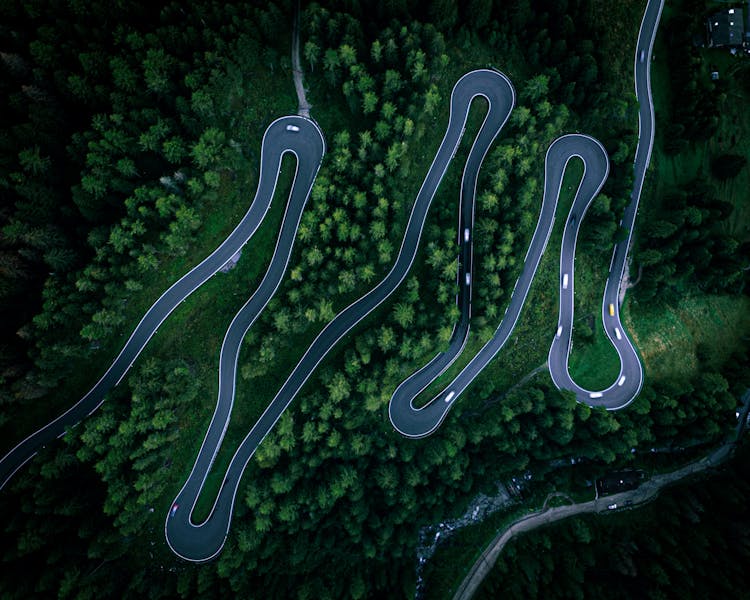 Bird's-eye View Of A Serpentine Road