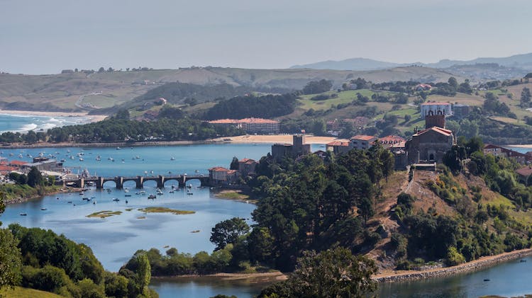 Aerial View Of San Vicente De La Barquera, Spain 