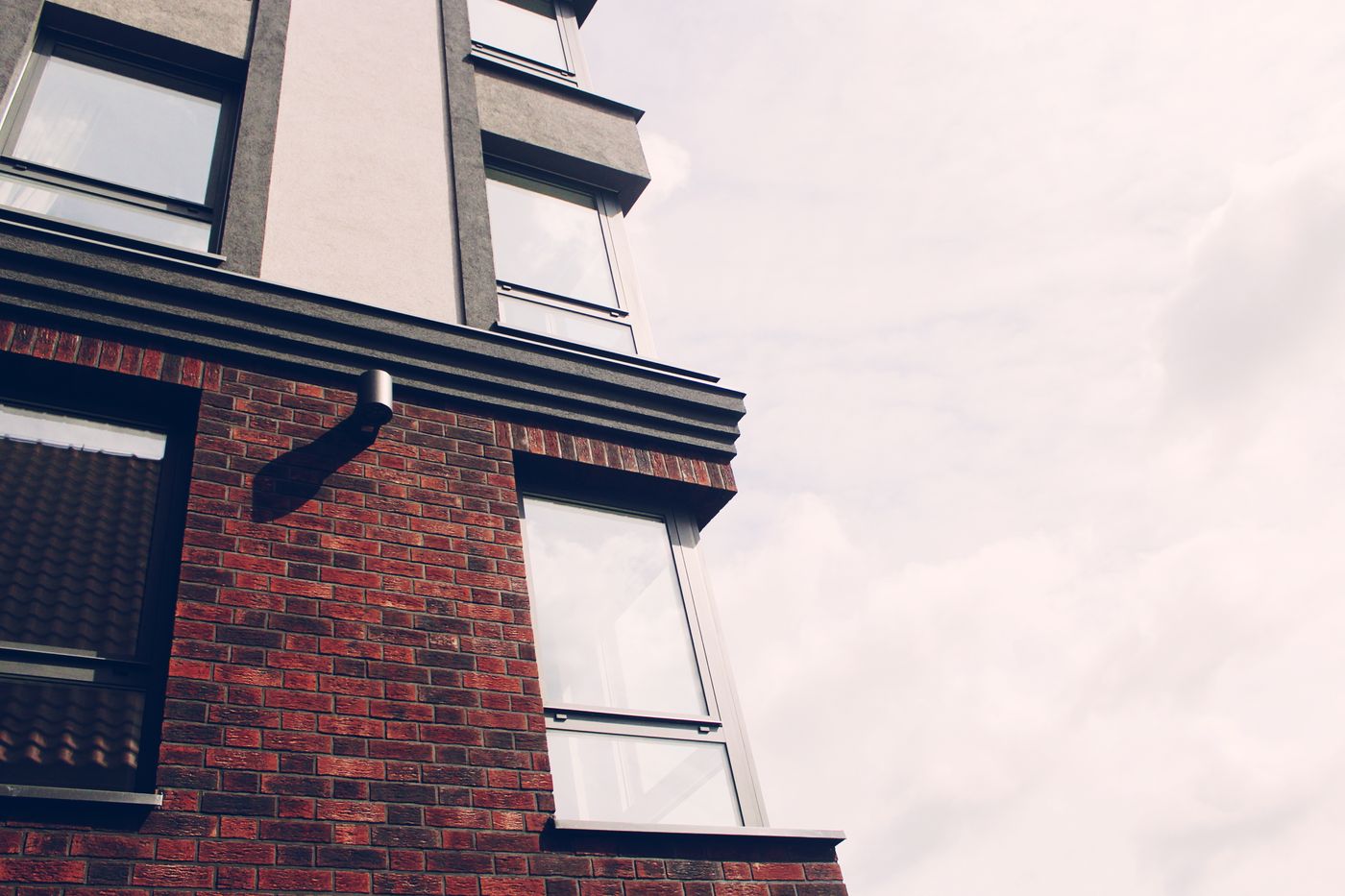Brick facade of a modern residential building in Argentina