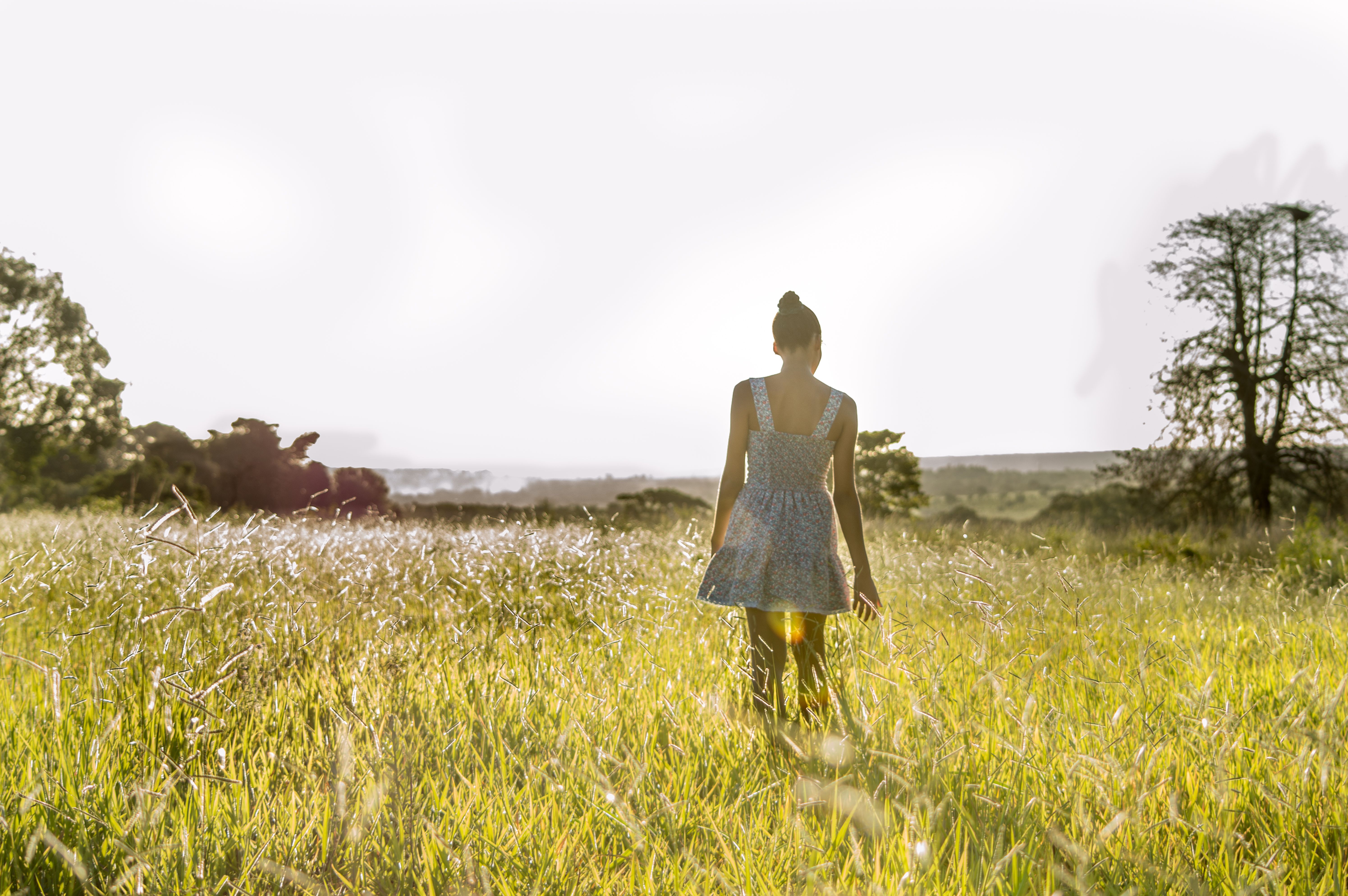 Woman in a Dress Standing in the Meadow · Free Stock Photo