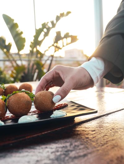 Chef preparing fresh ingredients in the Vada's kitchen