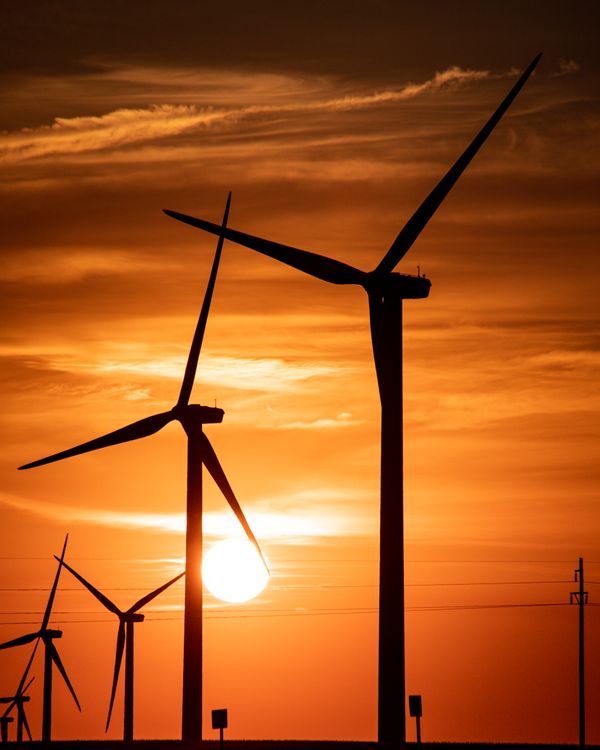 Silhouette of Wind Turbines during Sunset · Free Stock Photo
