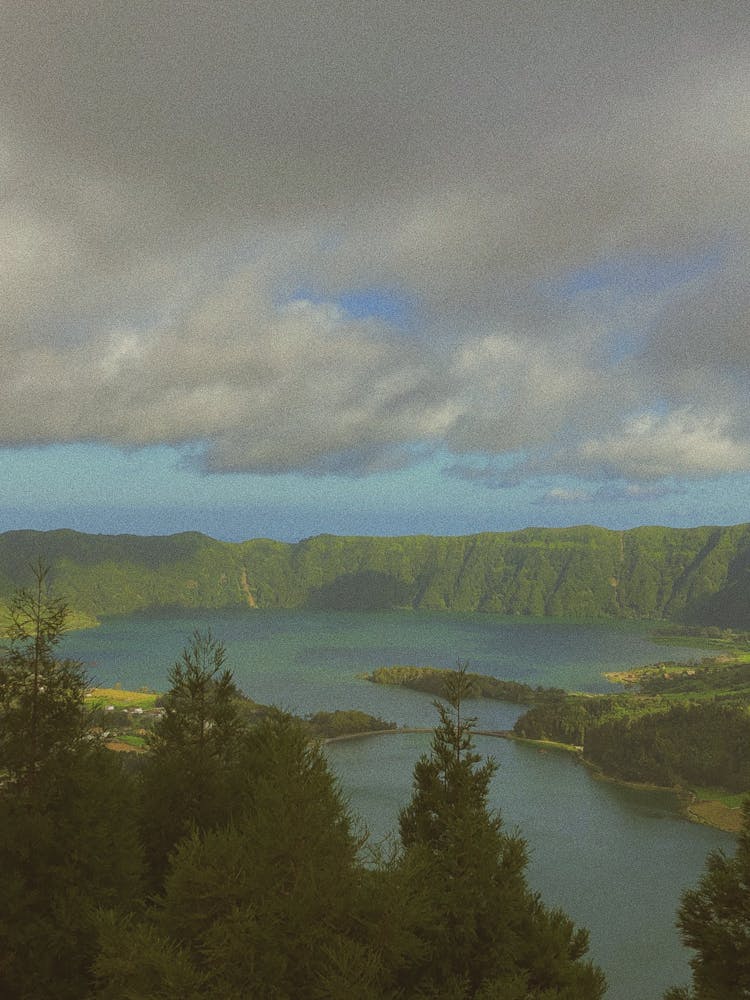 Drone Shot Of Sete Cidades Massif