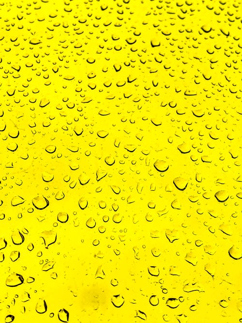 A Close-Up Shot of a Wet Yellow Surface