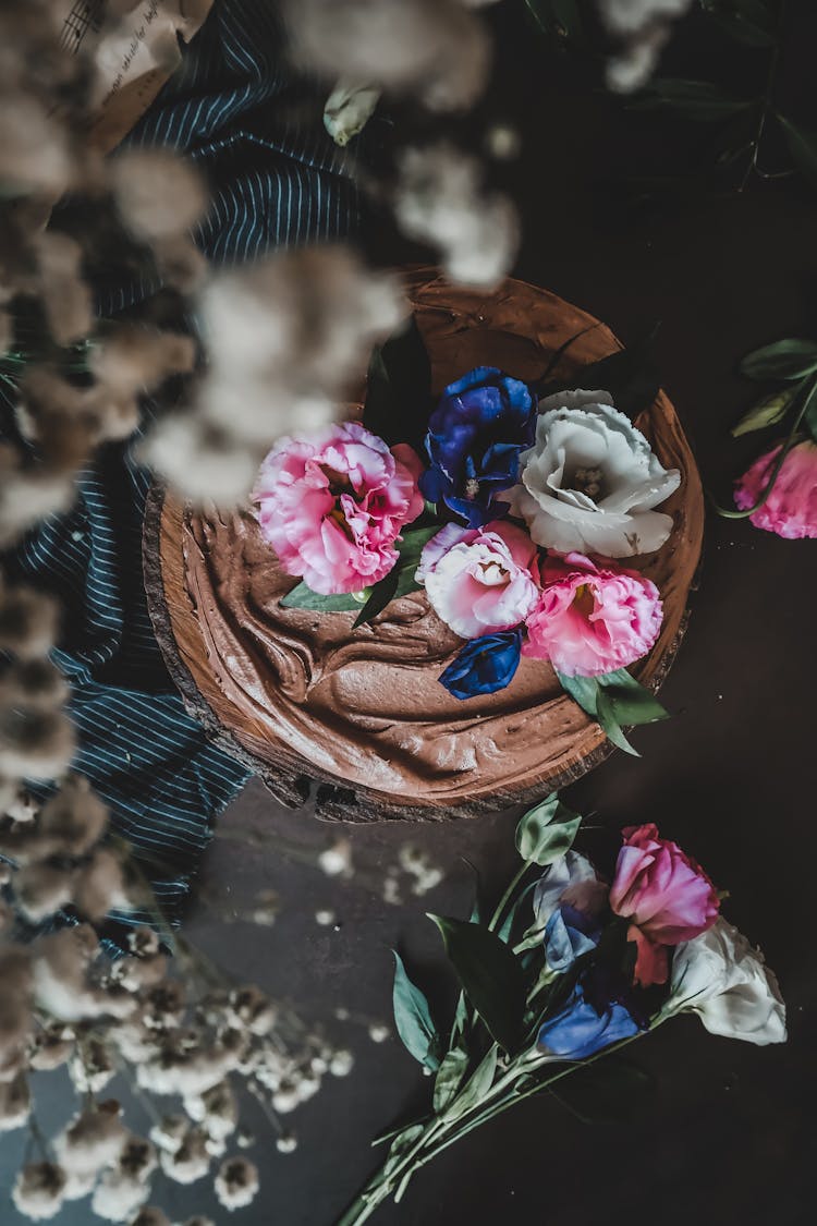 Flowers On Top Of A Cake