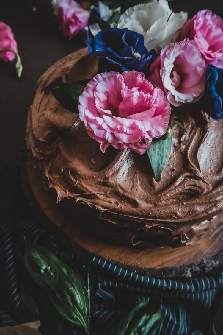 Flowers On Top Of A Cake