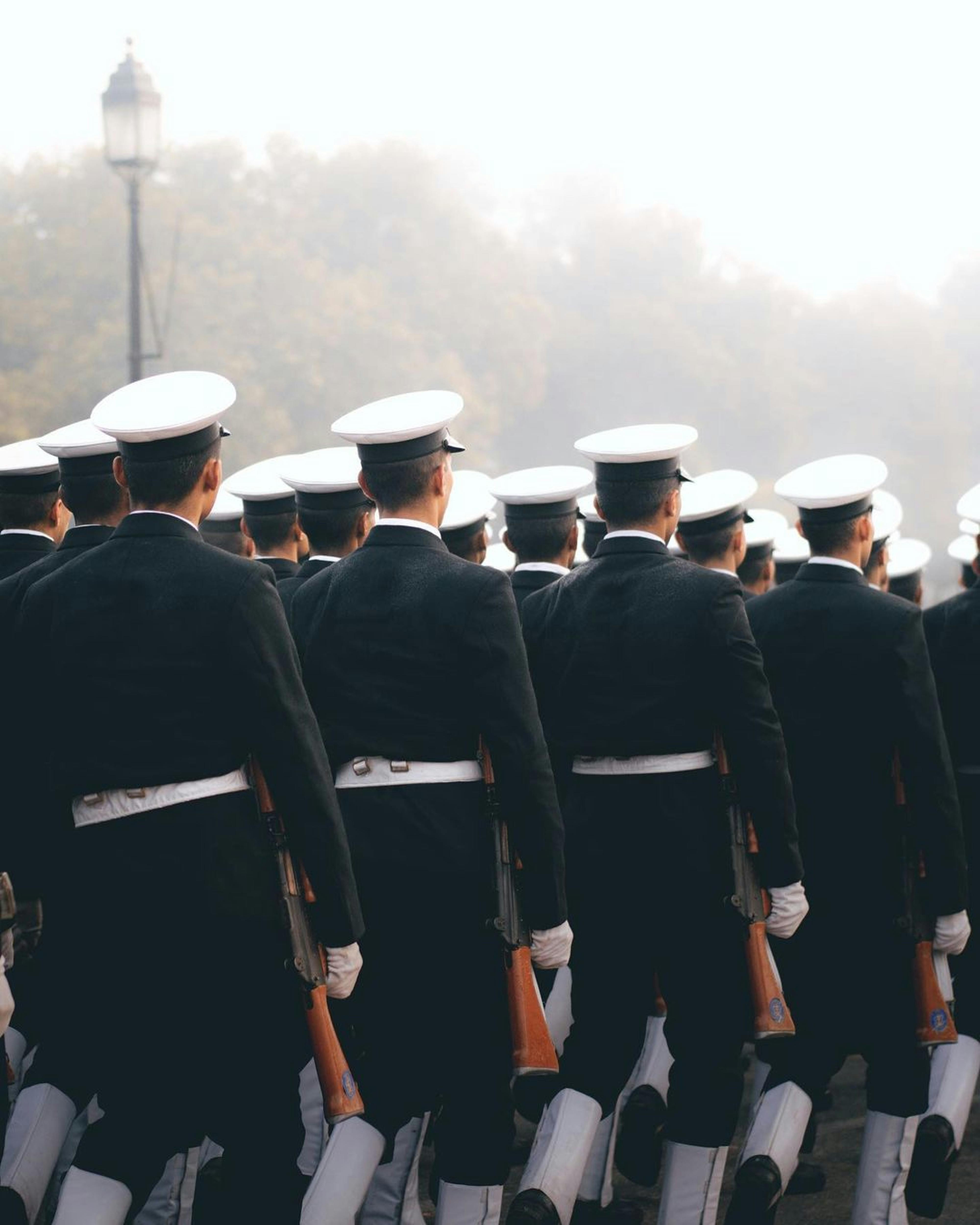 Soldiers Blue Dress Uniform Marching On Stock Photo 1354656314 |  Shutterstock