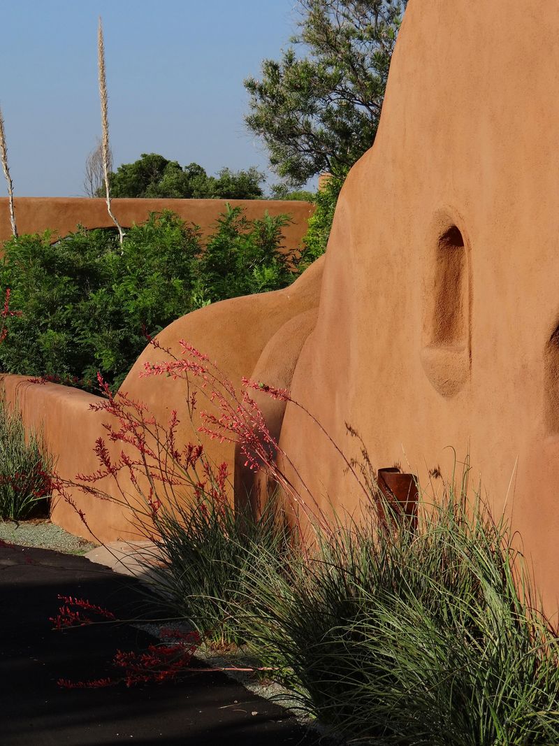 Layered rammed earth wall texture
