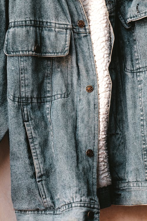 Blue Denim Jacket in Close Up Shot