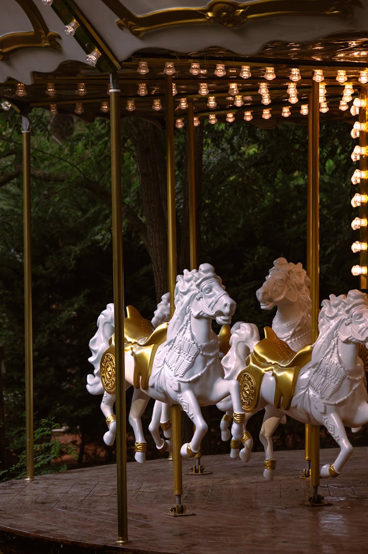 Decorated Horses On Carousel