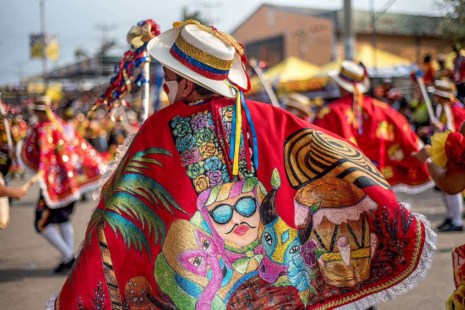 Dancer performing a grounded cumbia step rooted in Colombian tradition