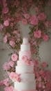 Pink Flowers on Wedding Cake