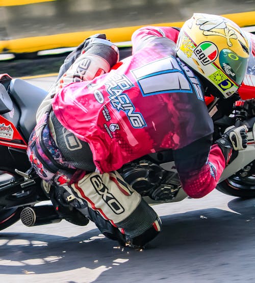 Close-up of a Motorcycle Racer