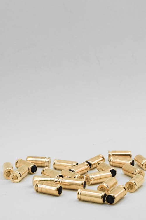 Spent bullet casings Stock Photo