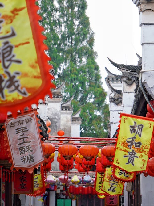 Kostenloses Stock Foto zu chinesische kultur, chinesische laternen, chinesische neujahrsdekorationen