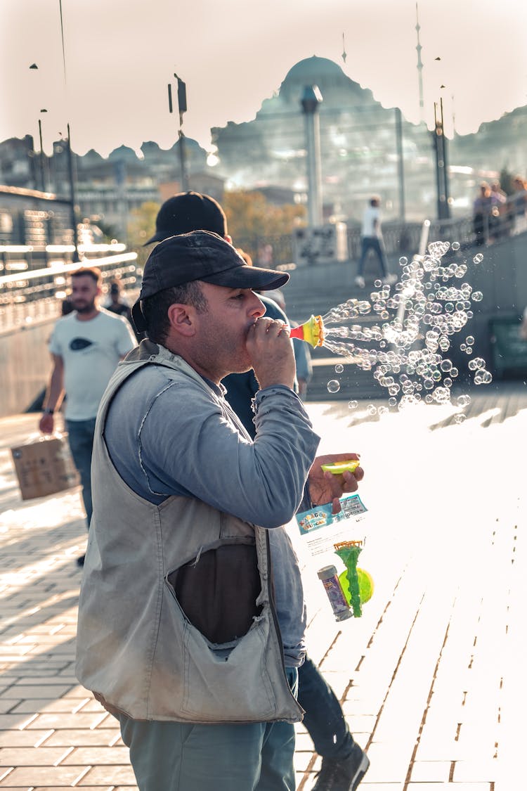 Man Blowing Bubbles