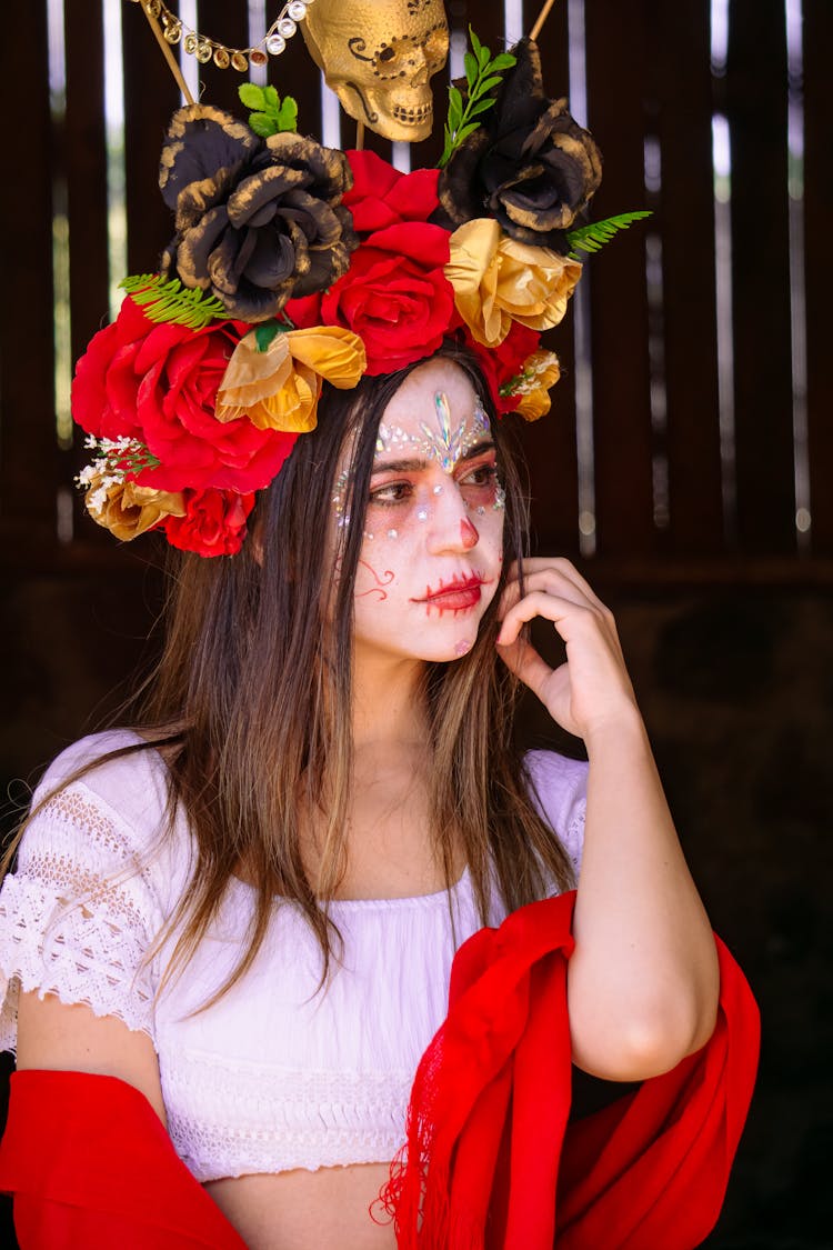 Woman Dressed For Mexican Traditional Festival