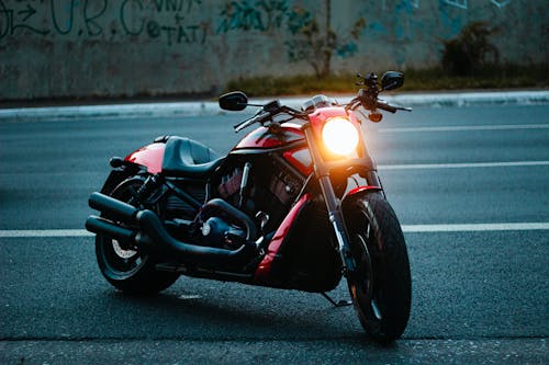 A Motorcycle Parked on the Road