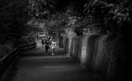 Grayscale Photography of People Walking on the Street 