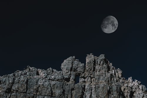 Free Mountain Rock and Moon Stock Photo