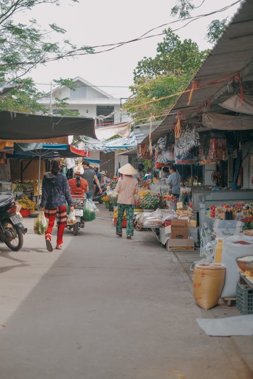 People Walking on the Street Market