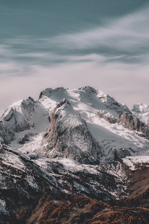 Landschaftsfotografie Des Schneebedeckten Berges