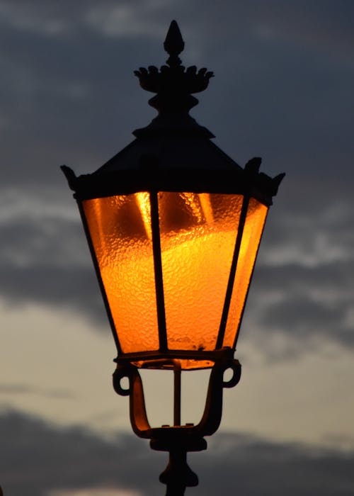 Orange Street Lamp in Close-up Shot