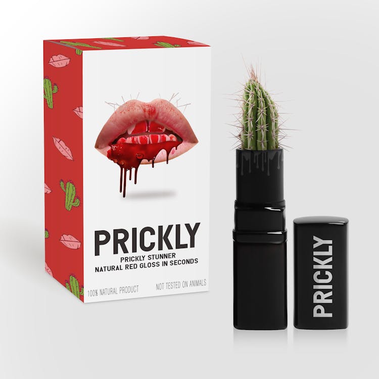 Kostenlos Prickly Red Gloss Lippenstift Mit Box Stock-Foto