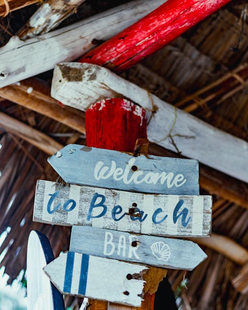 A Direction Sign on a Beach