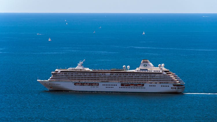 White Cruise Ship On Sea