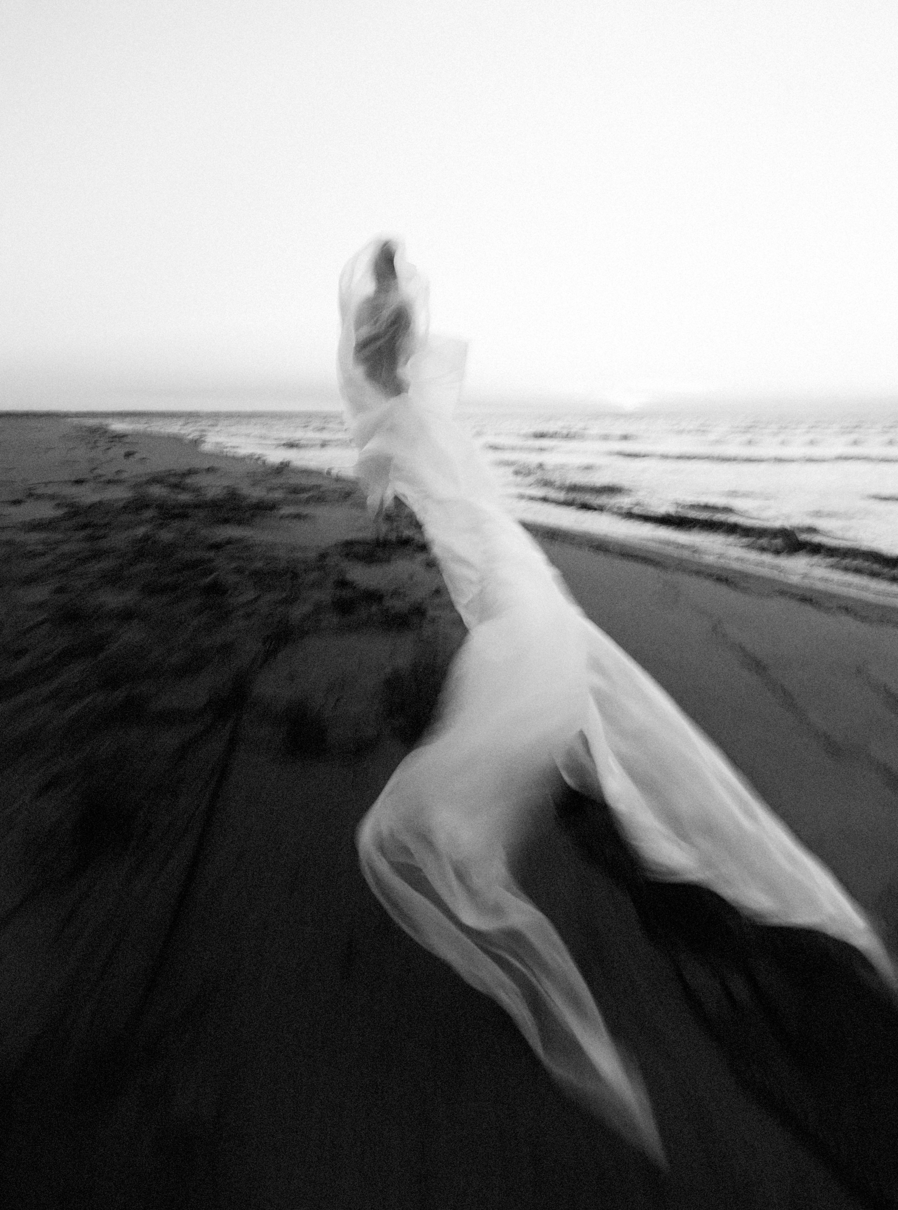 A Person with White Veil Standing on the Beach · Free Stock Photo