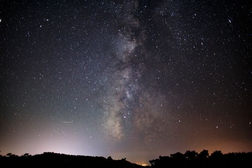 Free Capture of the Milky Way glowing vividly against a dark, star-filled night sky. Stock Photo