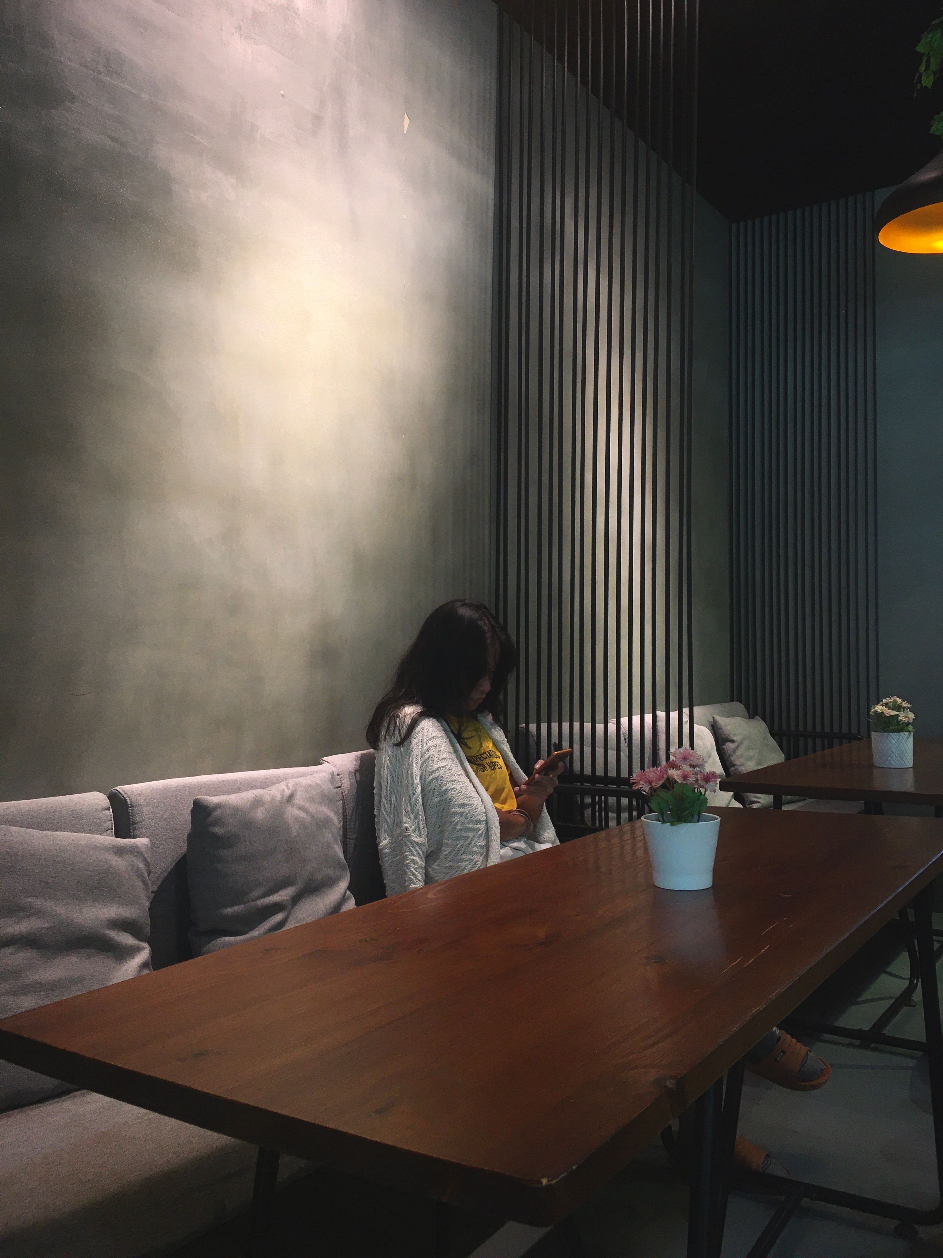 A Woman Sitting on the Cough while Using Cellphone · Free Stock Photo