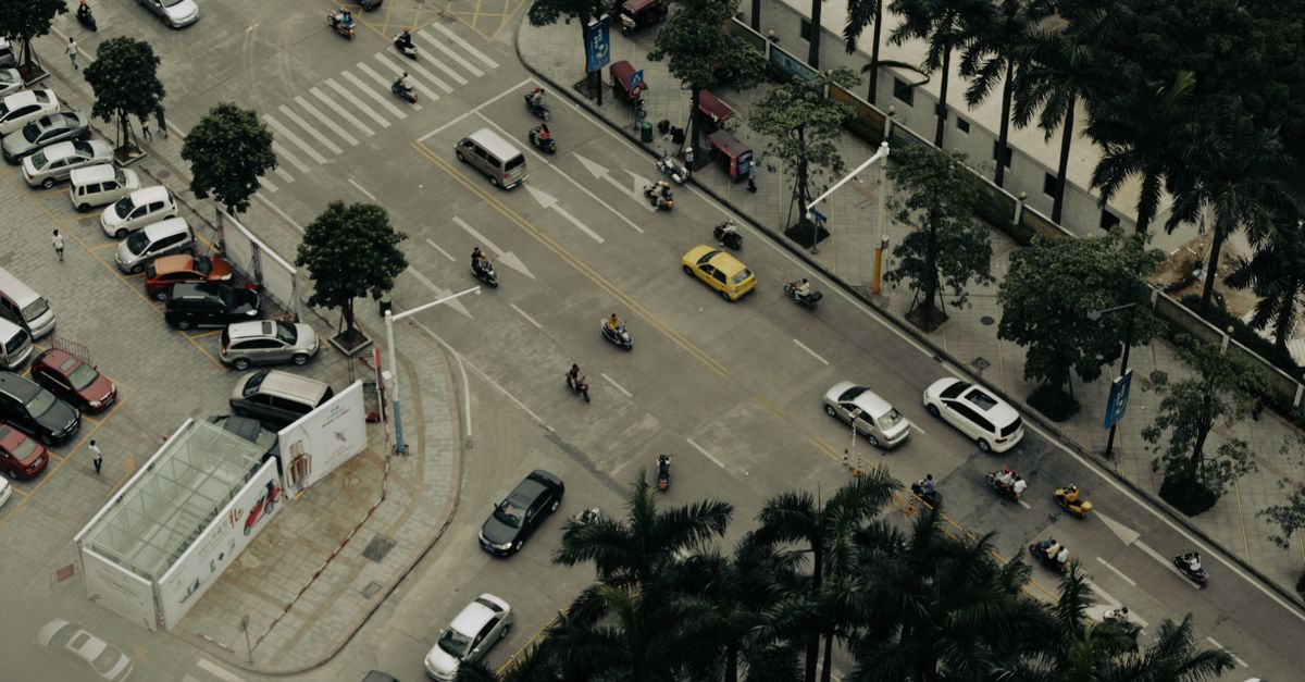 Car Rode View Aerial View of Cars on Road · Free Stock Photo