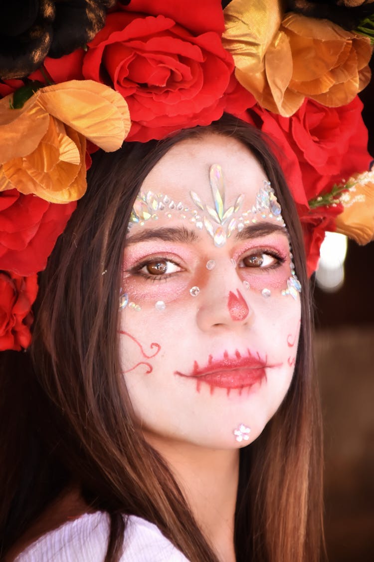 Close-Up Shot Of A Woman In Halloween Costume