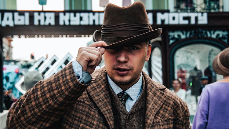 Portrait Of Elegant Man Wearing Fedora