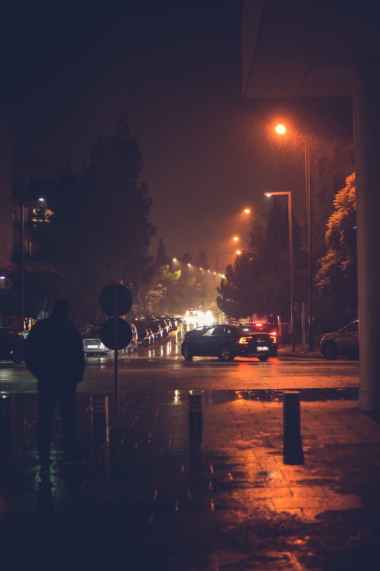 Cars On The Road At Night