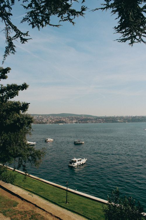 Free Tranquil scene capturing sailing boats on the Bosphorus in Istanbul. Stock Photo