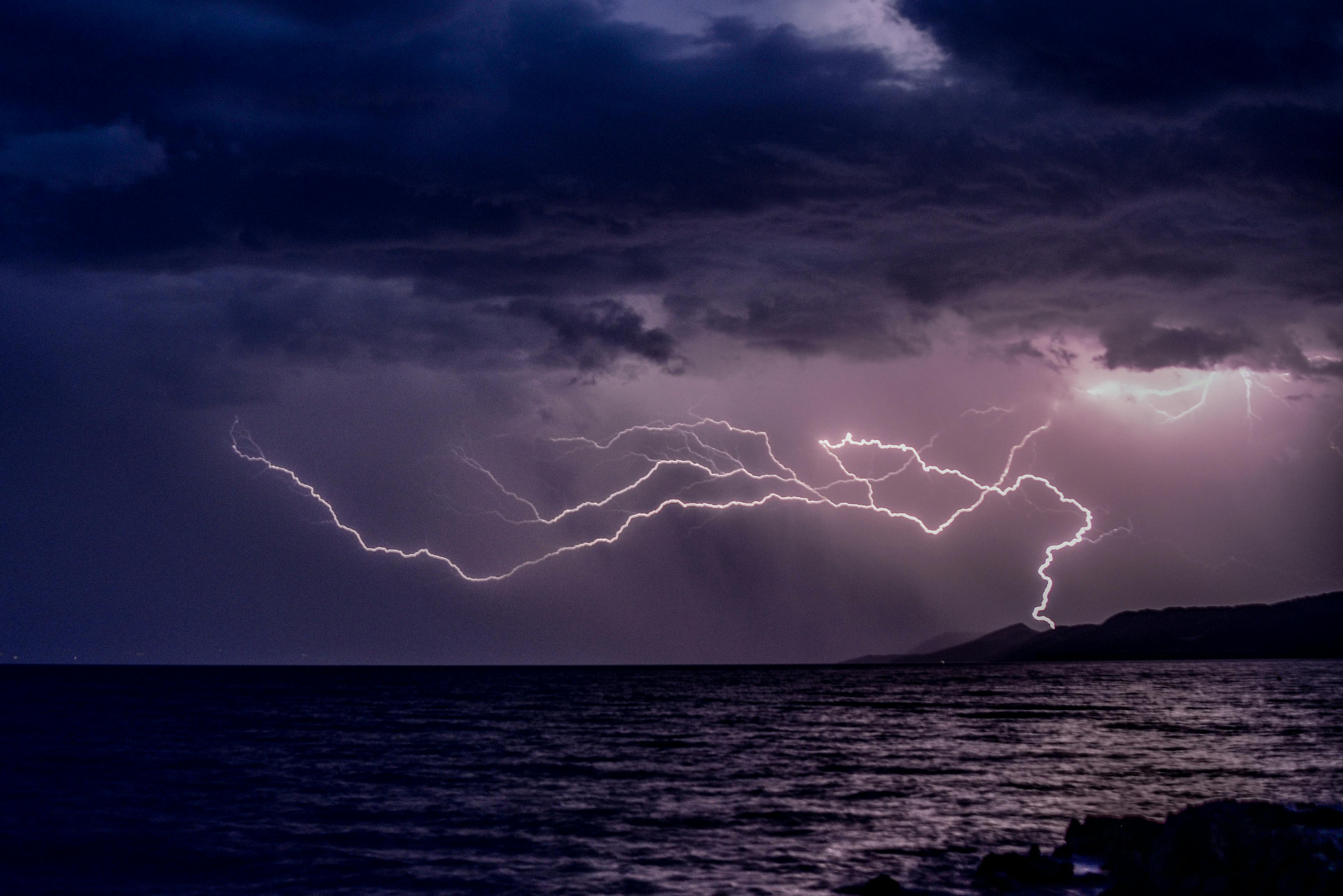 Lightning Strike on Sea during Night Time · Free Stock Photo