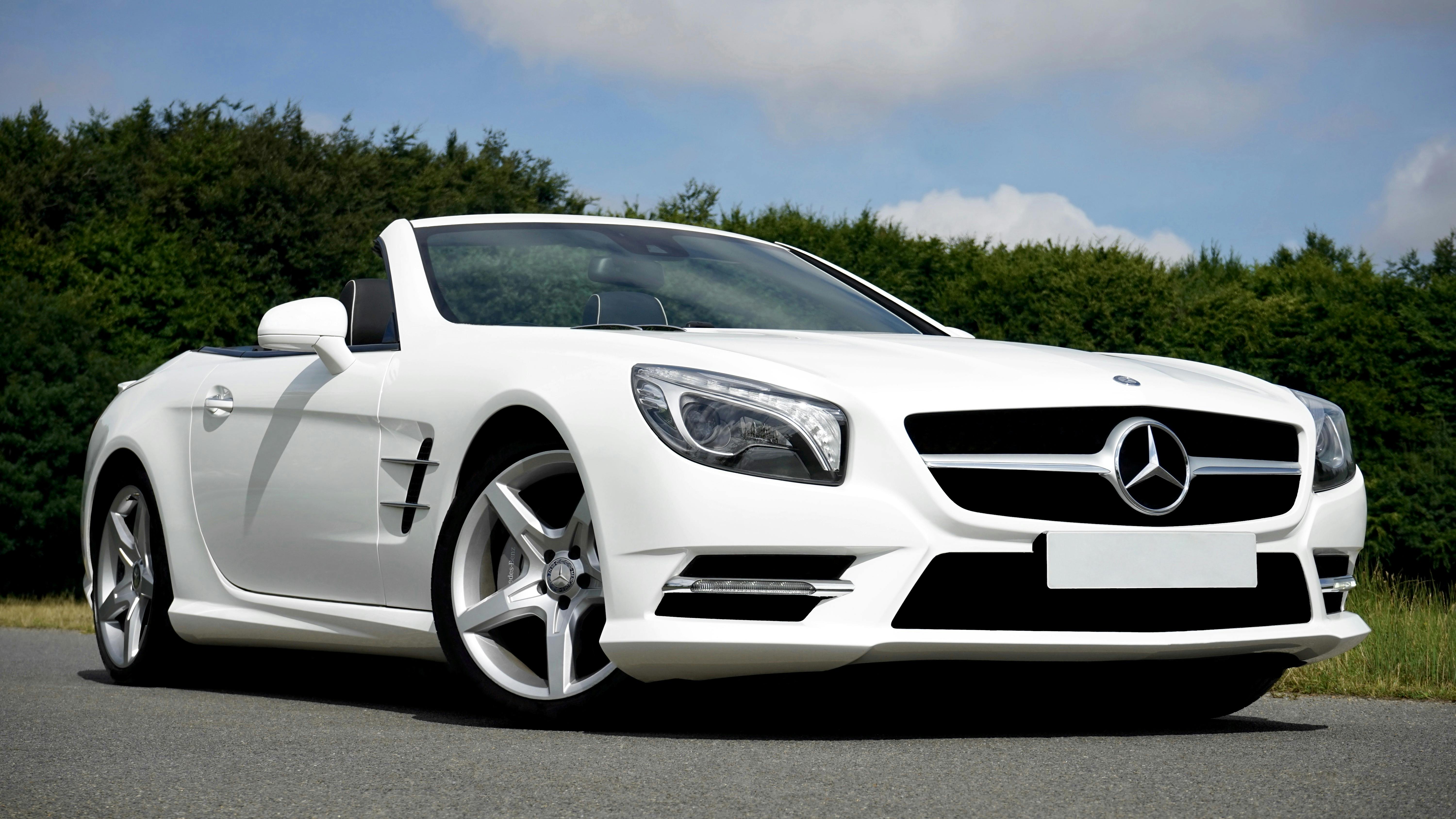 mercedes white car