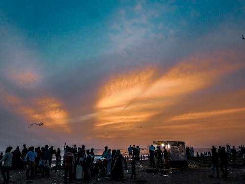 人群, 海灘, 風箏 的 免費圖庫相片